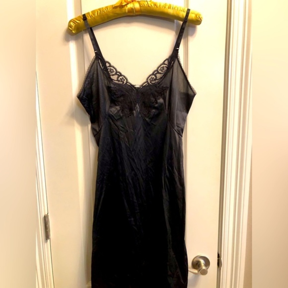 Vintage Black Slip with Lace Trim